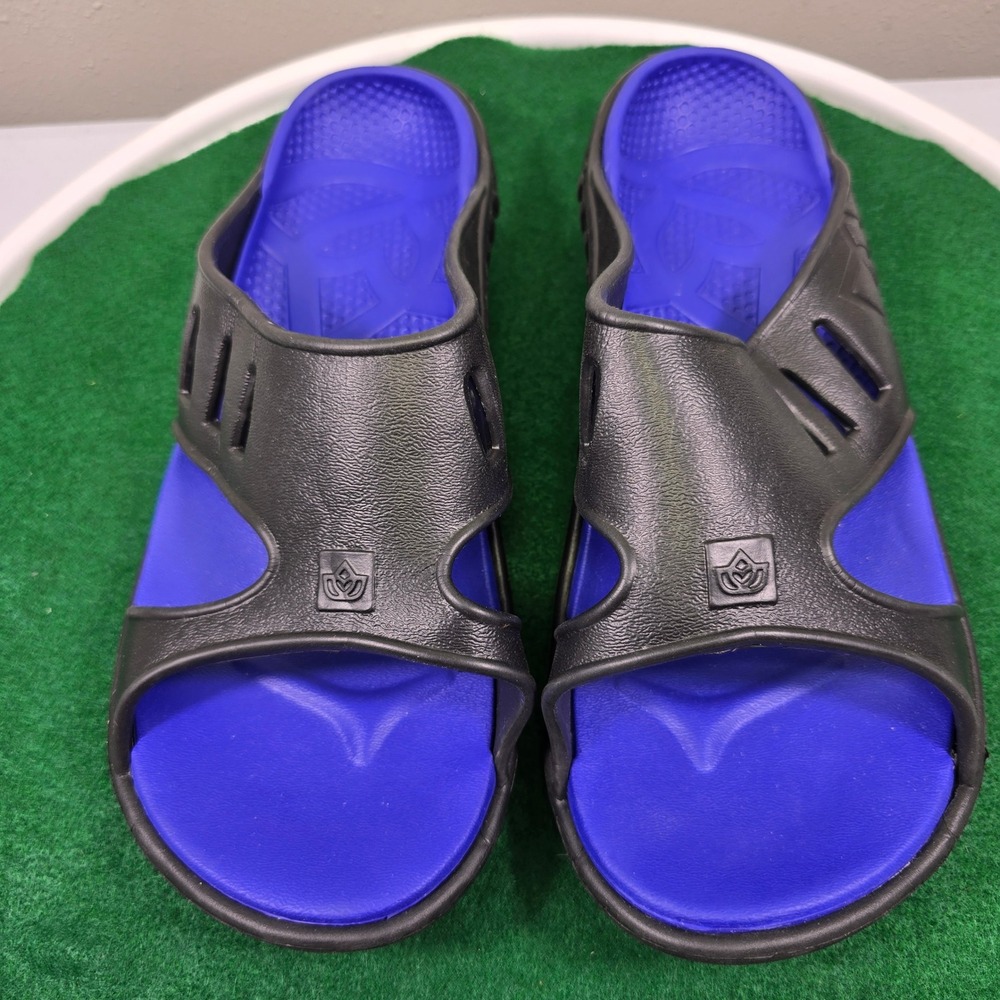 Spenco Kholo Orthotic Recovery Slide Sandals Mens 10 Black Royal Blue NWOT